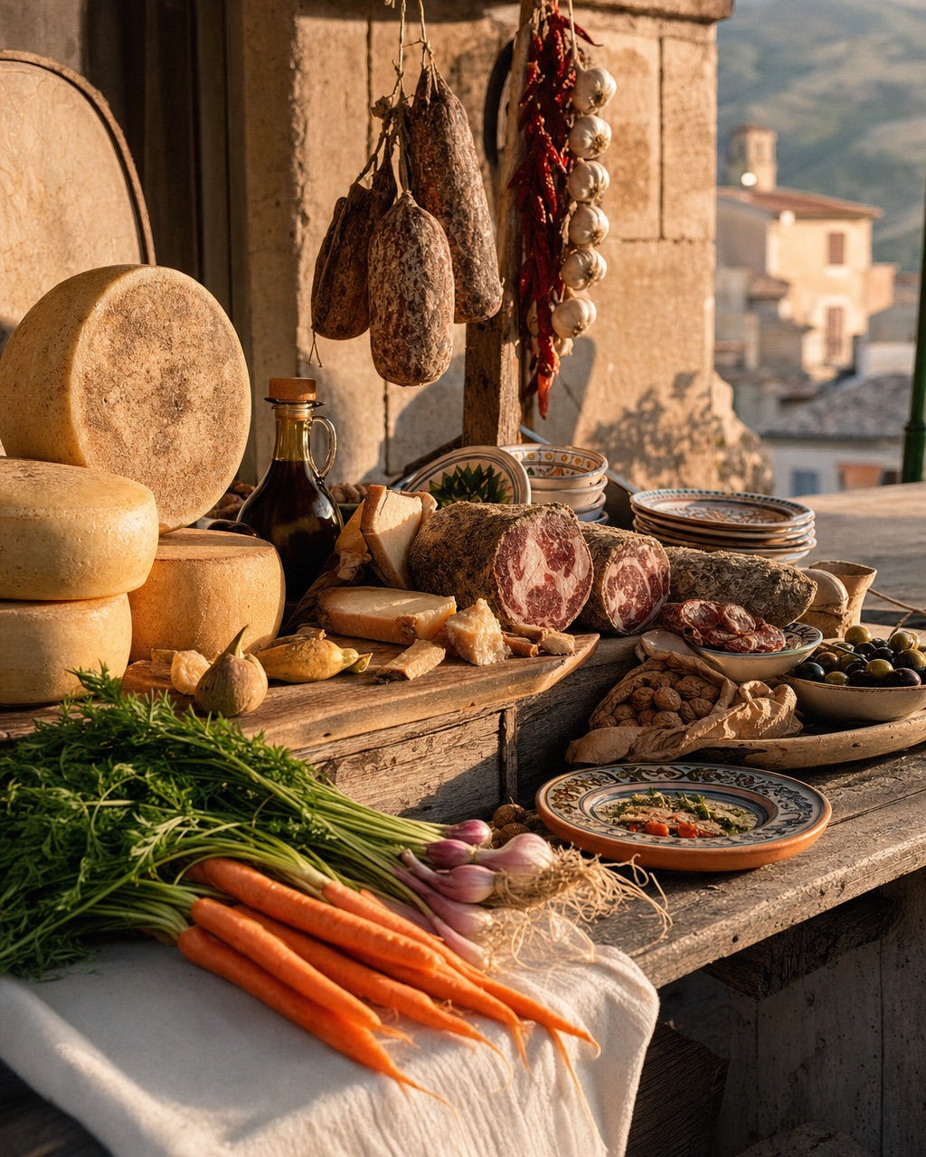 Redazione di Abruzzo Street Food al mercato di Lanciano tra bancarelle di prodotti tipici