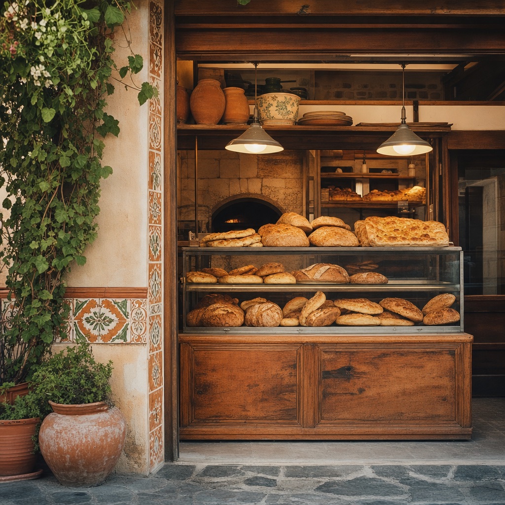 Forno storico di Pescara con pane e pizze in vetrina