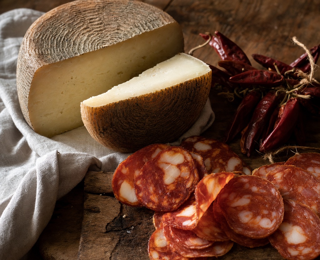 Pecorino stagionato e salumi tipici abruzzesi